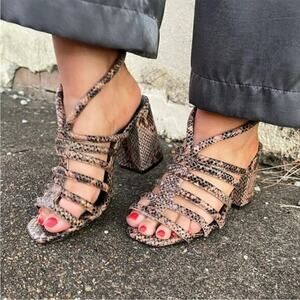 NEW Free People Colette Cinched Heel Python PrintSandal